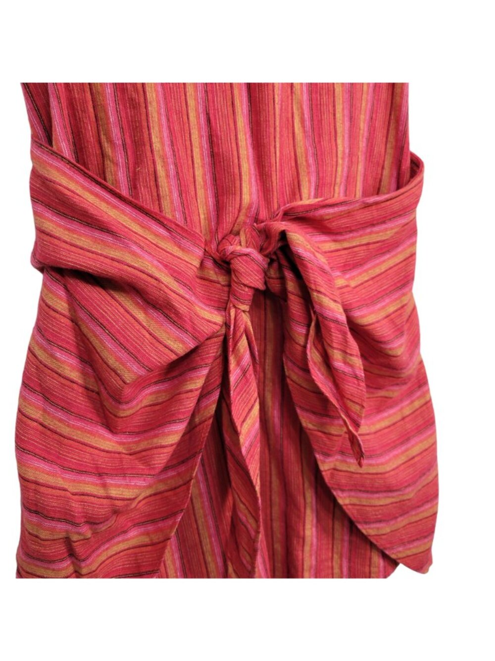 Drew Size S Dress Desert Stripe Sarong Skirt Linen Rayon Sleeveless Pullover Red - Picture 14 of 16
